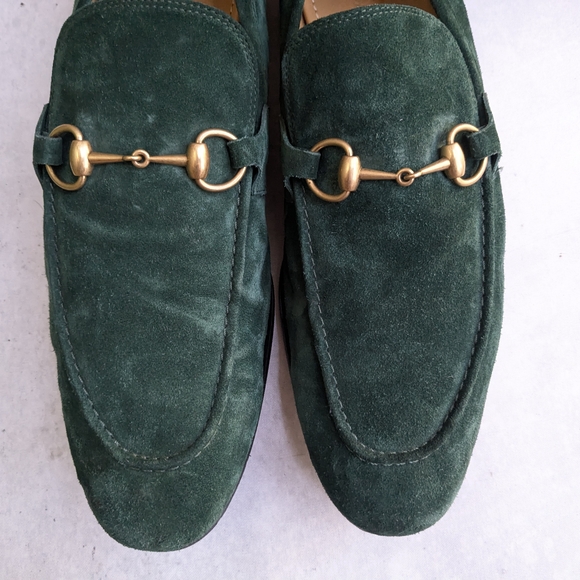 Green Horsebit Loafers Green Suede Men US 12.5 Slip On Leather - Picture 3 of 16
